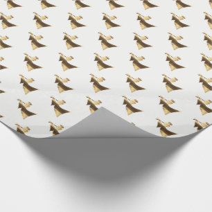 Papier Cadeau Angel jouant à Trumpet Gold White Christmas