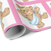 Papier Cadeau Angel Ours rose (Coin rond)