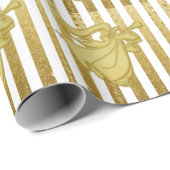 Papier Cadeau Angel rayures faux or célébration catholique (Coin rond)