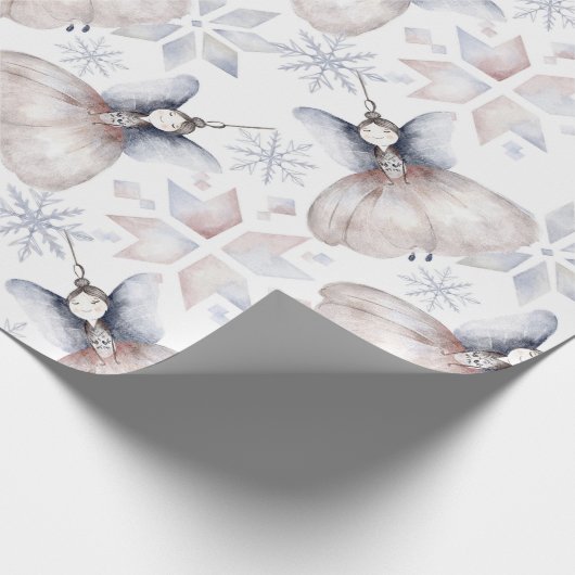 Papier Cadeau Angel Snowflakes Aquarelle Noël Noël Noël (Coin)