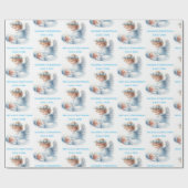 Papier Cadeau Angel Surveillant Baby Boy Baptism (Plat)