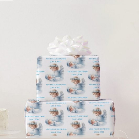 Papier Cadeau Angel Surveillant Baby Boy Baptism