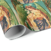 Papier Cadeau Angel tenant une branche florale (Coin rond)