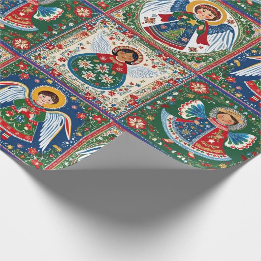 Papier Cadeau Angels Inspired by Christmas Folk Art a Roll of (Coin)