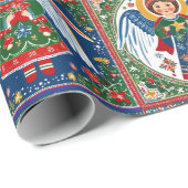 Papier Cadeau Angels Inspired by Christmas Folk Art a Roll of (Coin rond)