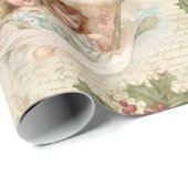 Papier Cadeau Angels victoriens avec musique, Script & Holly (Coin rond)