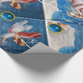 PAPIER CADEAU ANGELS VOLANT / GEMS BLEU NOËL JOIE PAIX AMOUR (Coin)