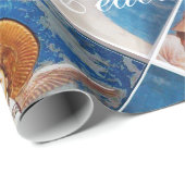 PAPIER CADEAU ANGELS VOLANT / GEMS BLEU NOËL JOIE PAIX AMOUR (Coin rond)