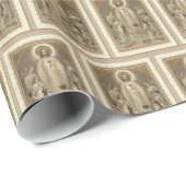 Papier Cadeau Anges catholiques de Jésus de première sainte (Coin rond)