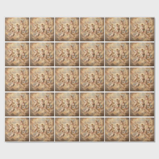 Papier Cadeau Anges chrétiens au ciel (Plat)