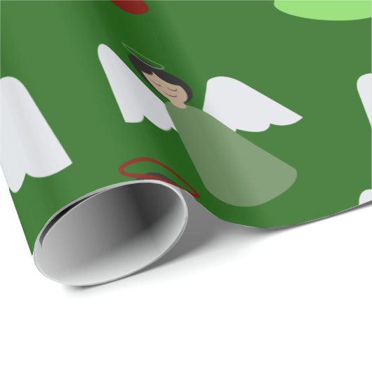 Papier Cadeau Anges colorés Noël Motif (Coin rond)