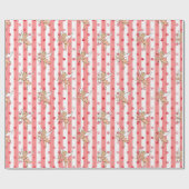 Papier Cadeau Anges cupidons rayures roses vilains (Plat)