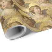 Papier Cadeau Anges de la Renaissance dorés de Noël (Coin rond)