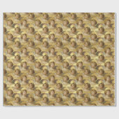 Papier Cadeau Anges de la Renaissance dorés de Noël (Plat)