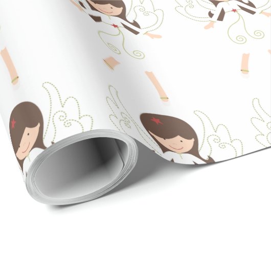 Papier Cadeau Anges de Noël (Coin rond)