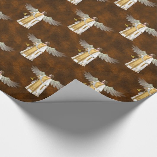 Papier Cadeau Anges de Noël d'or (Coin)