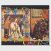 PAPIER CADEAU ANGES DE NOËL, GÈMES BLEUS ROUGES, PARCHEMENT FLOR (Plat)