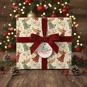 Papier Cadeau Anges de Noël Vintage