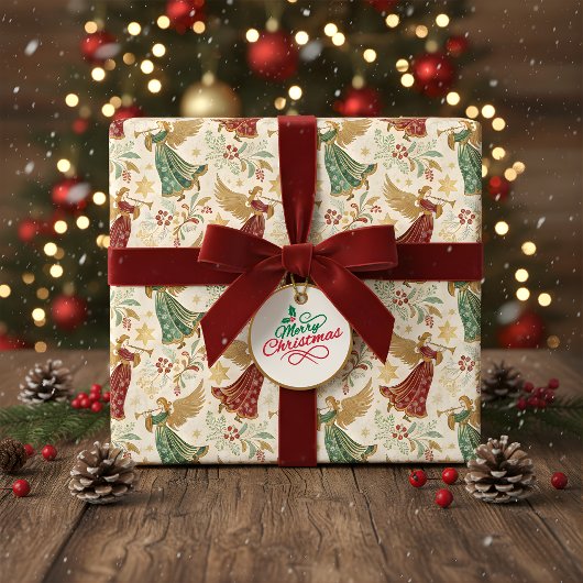Papier Cadeau Anges de Noël Vintage