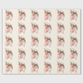 Papier Cadeau Anges de Noël Vintage (Plat)