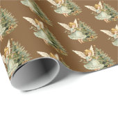 Papier Cadeau Anges en carrelage de Noël (Coin rond)