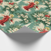 Papier Cadeau Anges et fleurs de Noël rétro (Coin)