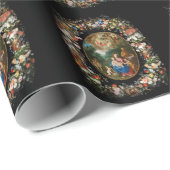 Papier Cadeau Anges Offrant Des Cadeaux (Coin rond)