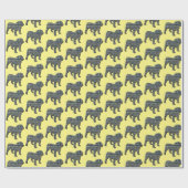 Papier Cadeau Anglais Bulldog Silhouette Y&B Grid Jaune (Plat)