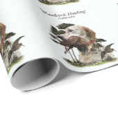 Papier Cadeau Anglais Setter, chasse à la bécasse (Coin rond)