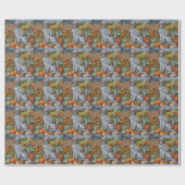 Papier Cadeau Anglais Setter Chien Automne Moisson Thanksgiving (Plat)