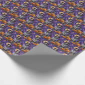 Papier Cadeau Anglais Setter Chien Halloween Sorcière Et Citroui (Coin)