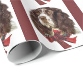 Papier Cadeau Anglais Springer Spaniel Christmas (Coin rond)