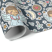 Papier Cadeau Angles En Bleu (Coin rond)