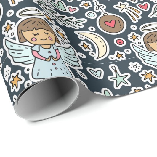 Papier Cadeau Angles En Bleu (Coin rond)