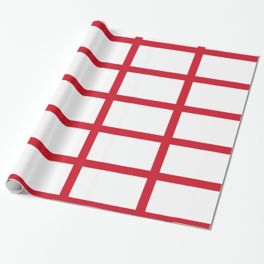 Papier Cadeau Angleterre Blanc avec lignes rouges (Déroulé)