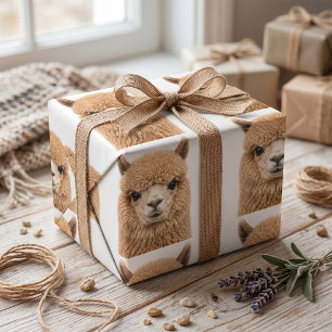 Papier Cadeau Animal d'alpaga adorable et duveteux