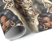 Papier Cadeau Animal Kingdom Couture Leopard (Coin rond)