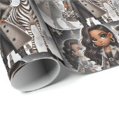 Papier Cadeau Animal Kingdom Couture Zebra (Coin rond)