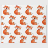 Papier Cadeau Animal mignon de région boisée de Fox | de bébé (Plat)