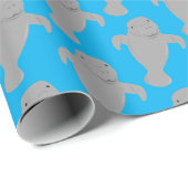 Papier Cadeau Animal Motif Manatee (Coin rond)