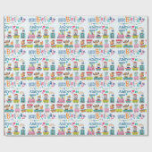 Papier Cadeau Animal Train Personnaliser le nom Anniversaire de (Plat)