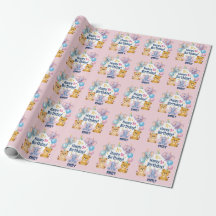 Animaux adorables Joyeux 1er Anniversaire Plaque P