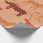 Papier Cadeau Animaux africains oranges brûlés (Coin)
