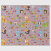 Papier Cadeau Animaux amusants Joyeux anniversaire (Plat)