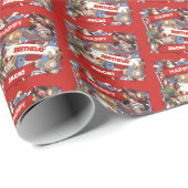 Papier Cadeau Animaux amusants Joyeux Anniversaire Ajouter Votre (Coin rond)