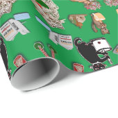 Papier Cadeau Animaux amusants Nuit avant Noël (Coin rond)