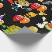 Papier Cadeau Animaux Anniversaire avec nom et âge Anniversaire (Coin)