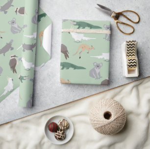 Papier Cadeau Animaux autochtones australiens Eucalyptus Motif v
