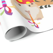 Papier Cadeau Animaux - Beaux animaux ayant une fête (Coin rond)