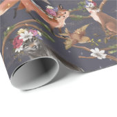 Papier Cadeau Animaux boisés rustiques (Coin rond)